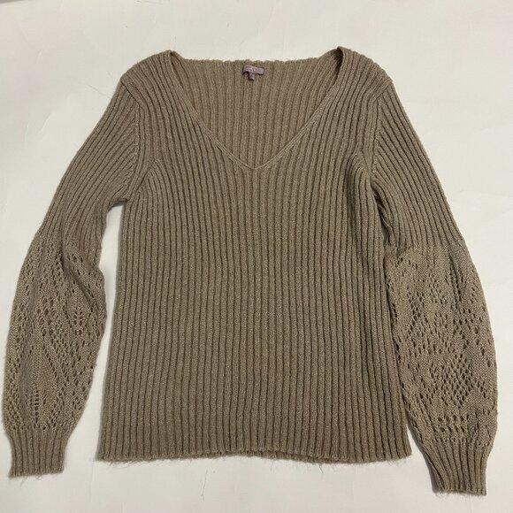 M&S per una knit sweater womens sz XL beige Wool Mohair blend V-neck cottagecore - Picture 1 of 15